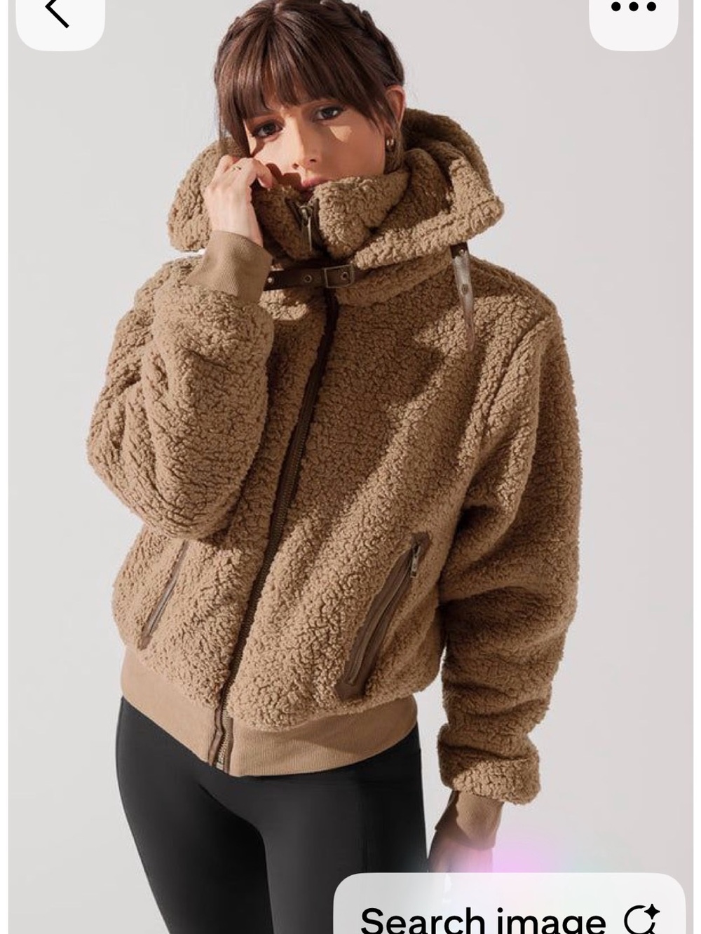 Sold Out POPFLEX The Kinsley Bomber Jacket in Faux Sherpa - Teddy Bear